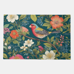 Beautiful Colorful Finch Bird Botanical Doormat