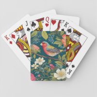 Beautiful Colorful Finch Bird Botanical Playing Cards
