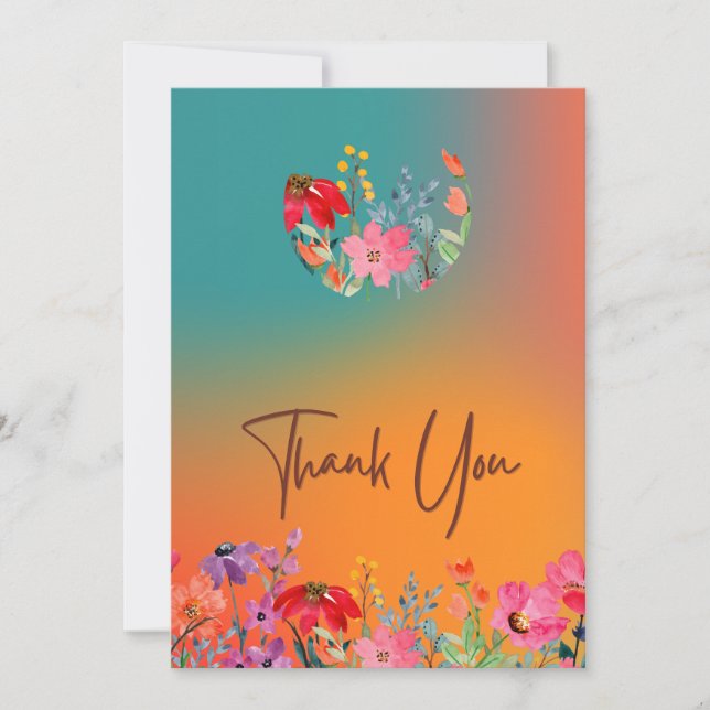 Beautiful, colorful Flat Thank You Card (Front)