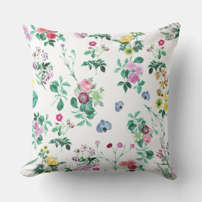 Beautiful Colorful Floral Flowers Outdoor Pillow (Front)