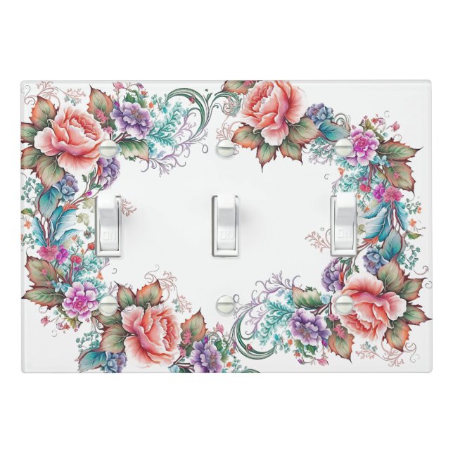 Beautiful Colorful Floral  Light Switch Cover (In Situ)