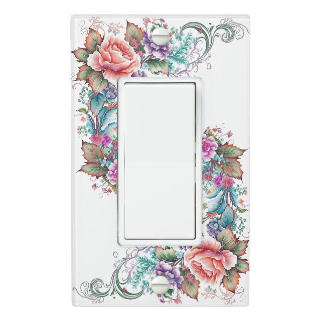 Beautiful Colorful Floral  Light Switch Cover (In Situ)