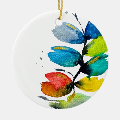 Beautiful colorful floral loose watercolor flower ceramic ornament