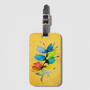 Beautiful colorful floral loose watercolor flower luggage tag