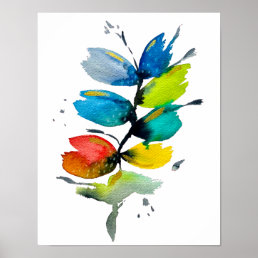 Beautiful colorful floral loose watercolor flower poster
