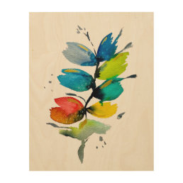 Beautiful colorful floral loose watercolor flower wood wall art