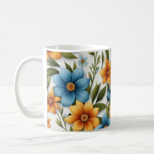 Beautiful Colorful Floral Pattern Spring Flowers Coffee Mug (Left)