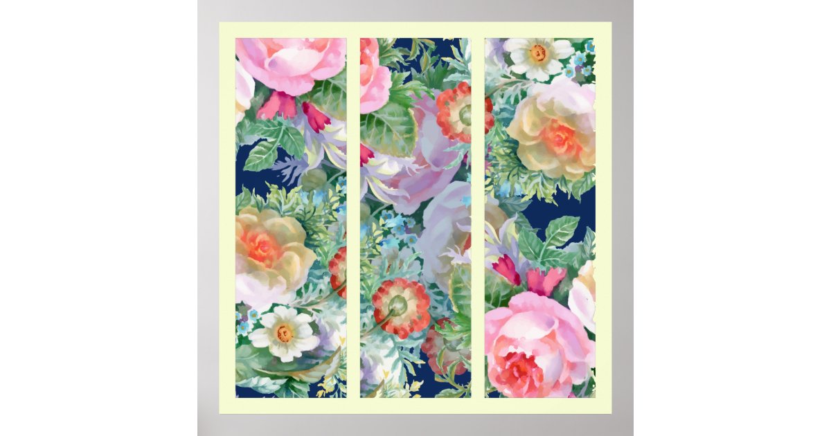 Beautiful Colorful Floral Triptych Poster | Zazzle