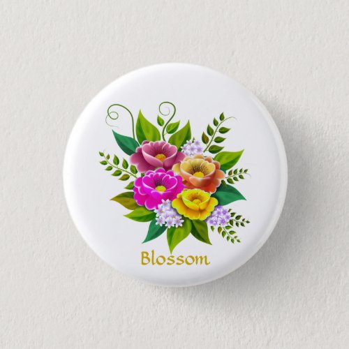Beautiful Colorful Flower Bouquet Button