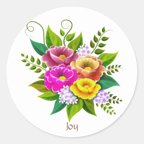 Beautiful Colorful Flower Bouquet Classic Round Sticker