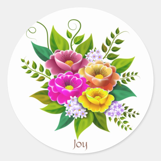 Beautiful Colorful Flower Bouquet Classic Round Sticker (Front)