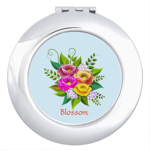 Beautiful Colorful Flower Bouquet Compact Mirror