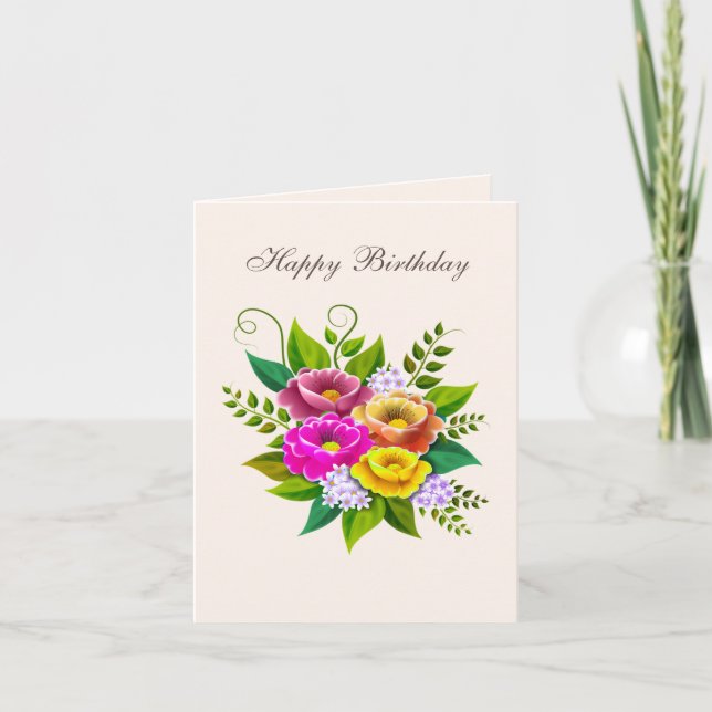 Beautiful Colorful Flower Bouquet Note Card (Front)