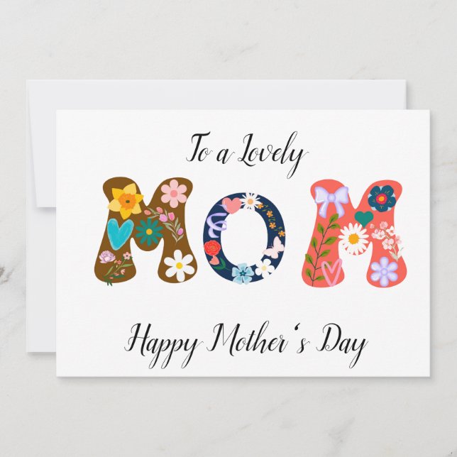 Beautiful Colorful Flower MOM Mother's Day Card (Front)