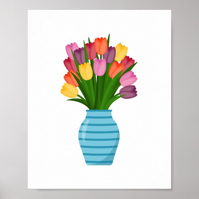 Beautiful Colorful Flower Vase Poster (Front)