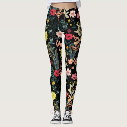 Beautiful Colorful Flowers and Botanical Plants Leggings