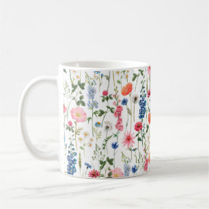 Beautiful colorful flowers garden seamless pattern coffee mug