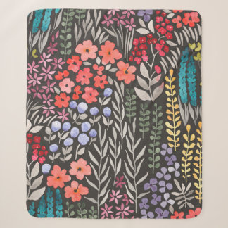 Beautiful colorful flowers garden seamless pattern sherpa blanket