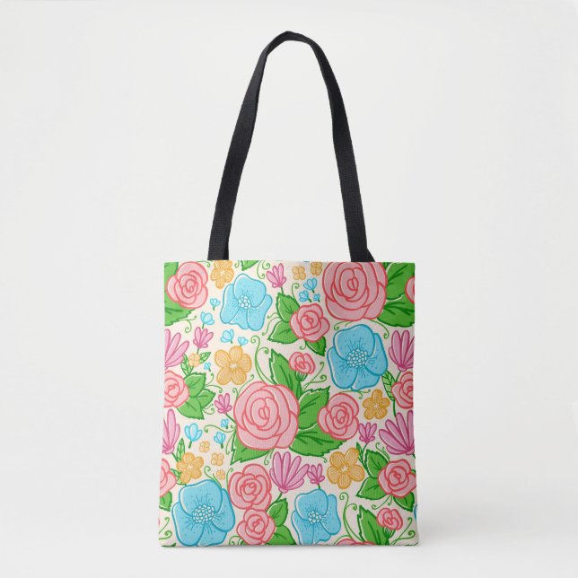 Beautiful Colorful Flowers Pattern Tote Bag (Front)