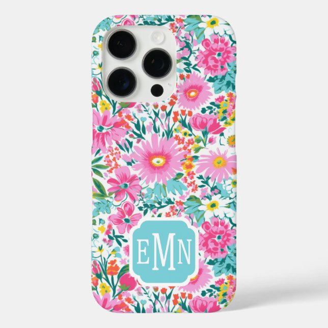 Beautiful Colorful Garden Monogrammed Case-Mate iPhone Case (Back)