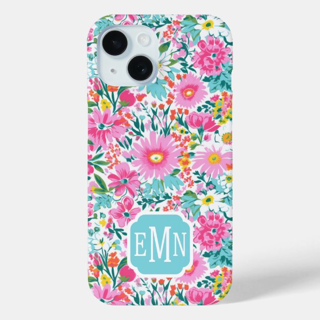 Beautiful Colorful Garden Monogrammed Case-Mate iPhone Case (Back)