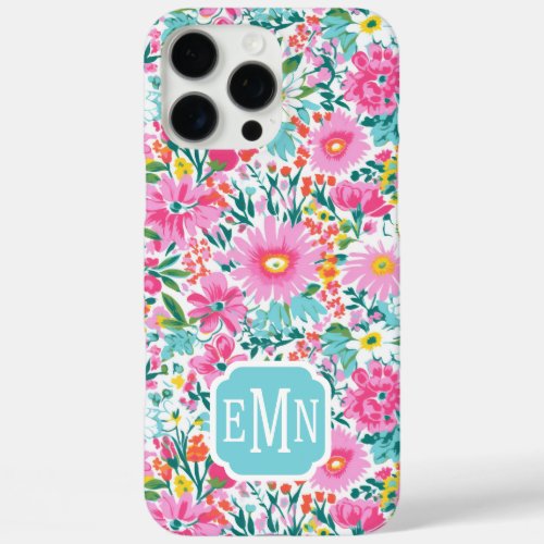 Beautiful Colorful Garden Monogrammed iPhone 16 Pro Max Case