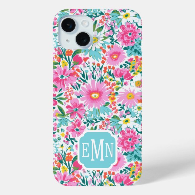 Beautiful Colorful Garden Monogrammed Case-Mate iPhone Case (Back)