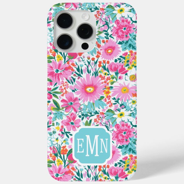 Beautiful Colorful Garden Monogrammed Case-Mate iPhone Case (Back)