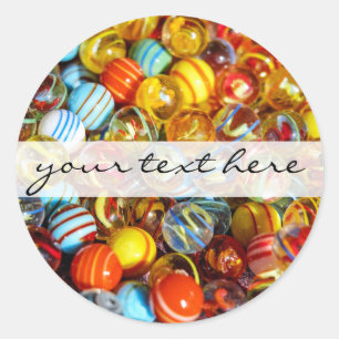 beautiful colorful glass marble balls photograph classic round sticker