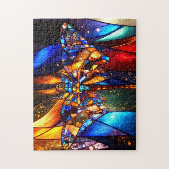 Beautiful Colorful Glimmering Winged Dragonfly Jigsaw Puzzle (Vertical)