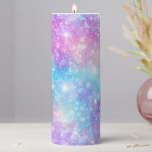 Beautiful Colorful Glittery Background Pillar Candle