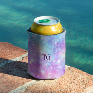 Beautiful Colorful Glittery Iridescent Background Can Cooler