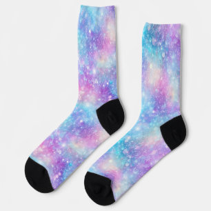 Beautiful Colorful Glittery Iridescent Background Socks