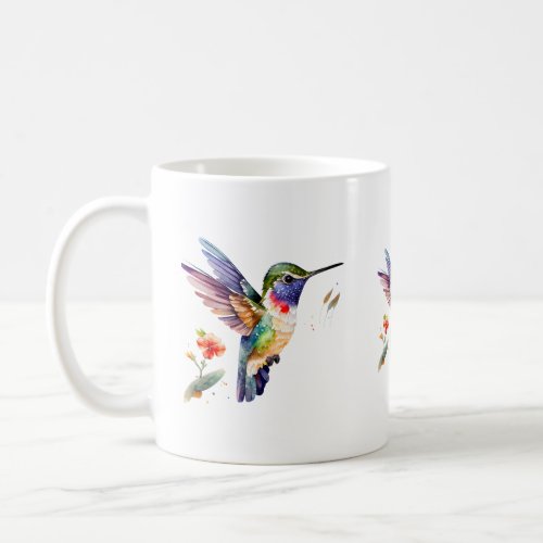 Beautiful colorful hummingbird illustration coffee mug