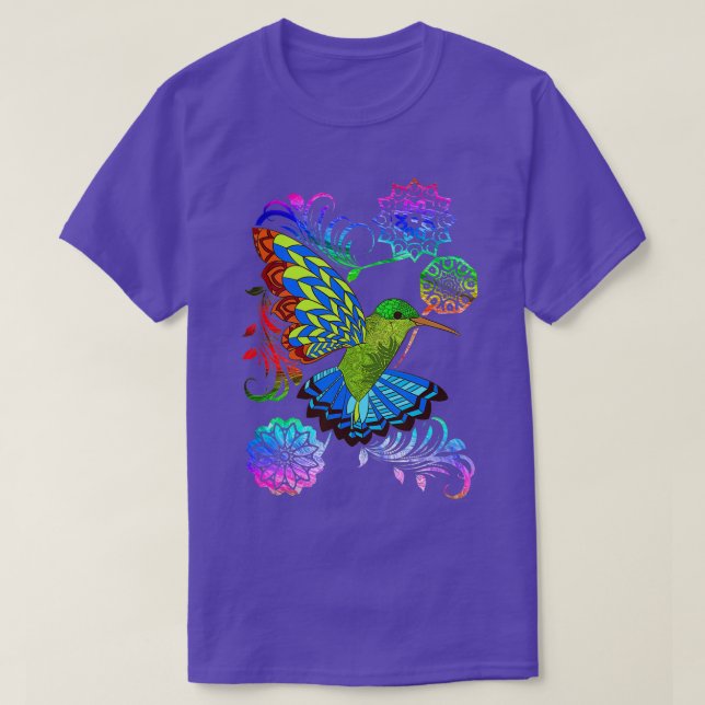 Beautiful Colorful Hummingbird  T-Shirt (Design Front)