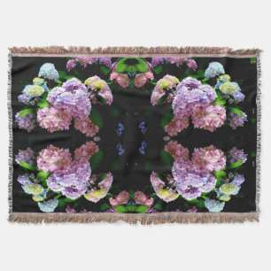 Beautiful colorful hydrangeas pink purple blue  throw blanket