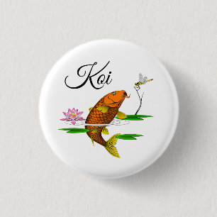 Beautiful Colorful Koi Illustration Button
