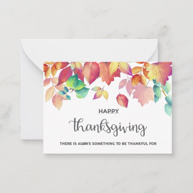Beautiful Colorful Leaves Autumn Thanksgiving Note Card (Front)