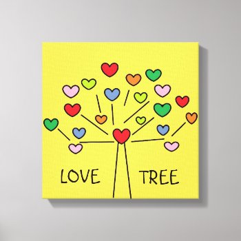 Beautiful Colorful Love Hearts Tree Design Canvas Print by HappyGabby at Zazzle