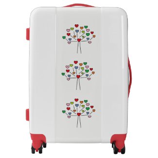 Colorful LOVE Hearts Tree Design Luggage