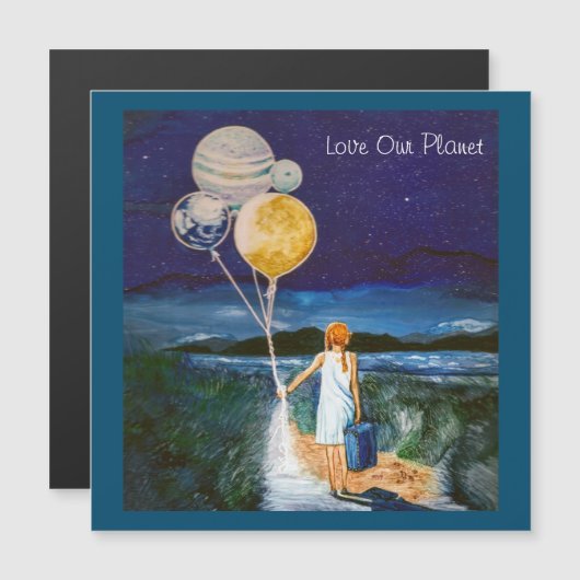 Beautiful, colorful, "Love our Planet" magnet (Front/Back)