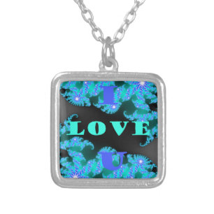 Beautiful colorful Love universe vector design art Silver Plated Necklace