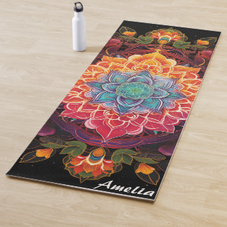 Beautiful Colorful Mandala Boho Monogram Yoga Mat