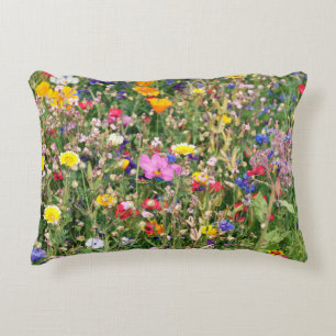 beautiful colorful meadow of wild flowers accent pillow