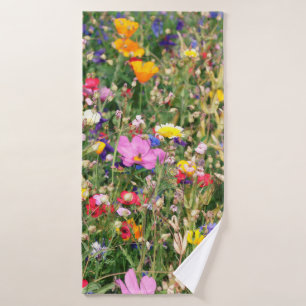 beautiful colorful meadow of wild flowers bath towel