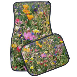 beautiful colorful meadow of wild flowers car floor mat