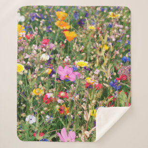 beautiful colorful meadow of wild flowers sherpa blanket