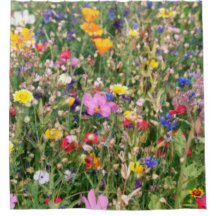 beautiful colorful meadow of wild flowers shower curtain