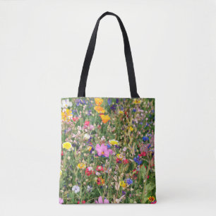beautiful colorful meadow of wild flowers tote bag