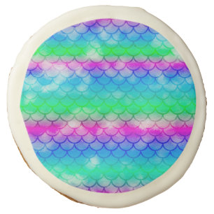 Beautiful colorful mermaid motifs sugar cookie